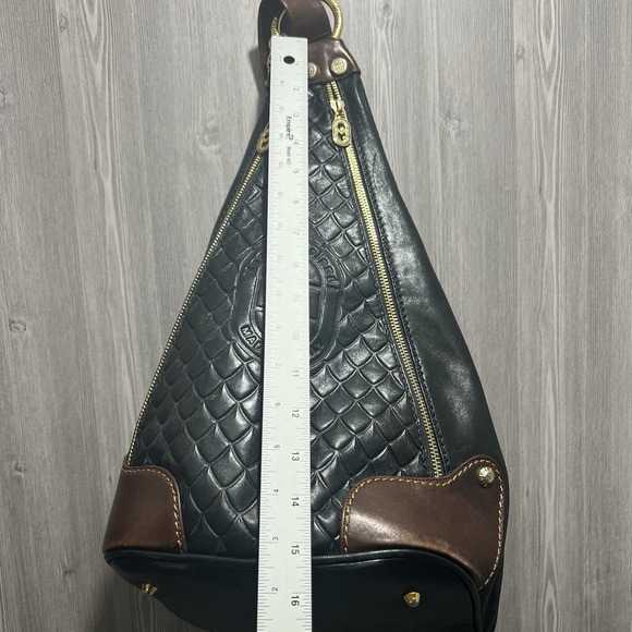 Marino Orlandi Italian Leather Large Backpack Sling Black - Picture 6 of 7